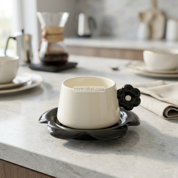 Single Piece Ceramic Tea & Coffee Cup with Saucer Set OMR2324