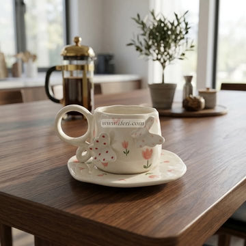 Single Piece Ceramic Tea & Coffee Cup with Saucer Set OMR2402
