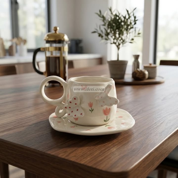 Single Piece Ceramic Tea & Coffee Cup with Saucer Set OMR2402