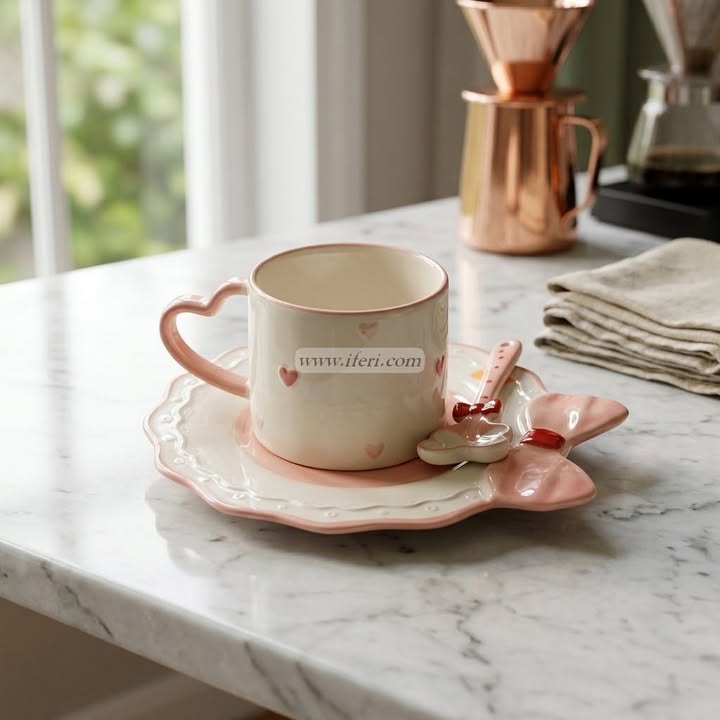 Single Piece Ceramic Tea & Coffee Cup with Saucer Set OMR2373