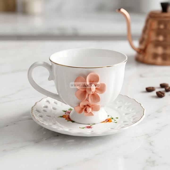6 Pcs Ceramic Tea Cup & Saucer Set OMR2332