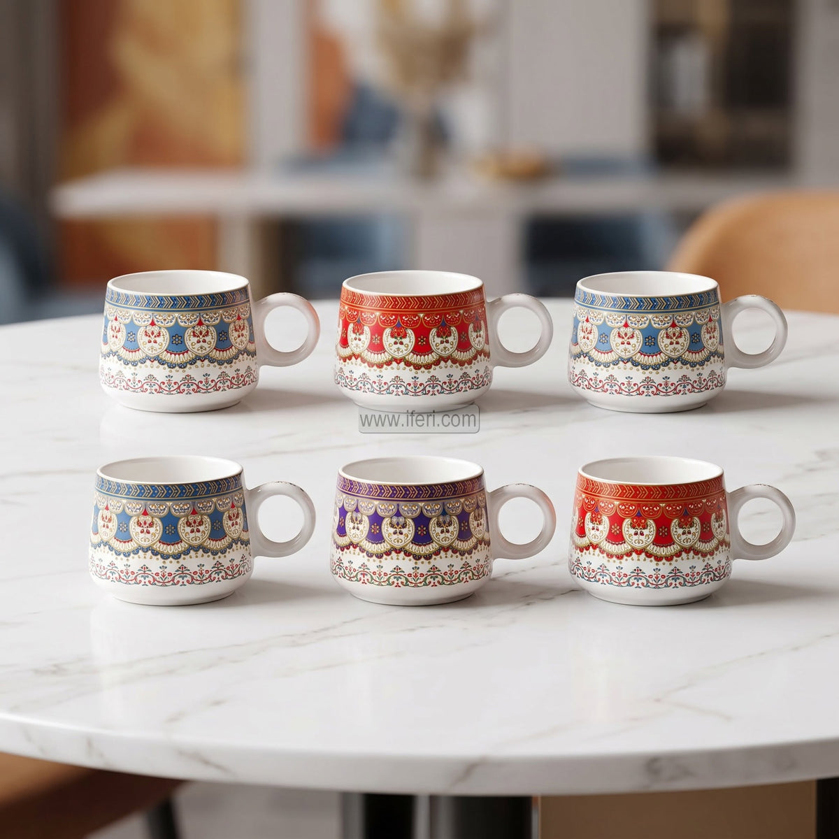 6 Pcs Exclusive Design Ceramic Tea Cup Set CK4033