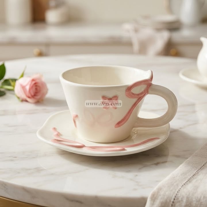 Single Piece Ceramic Tea & Coffee Cup with Saucer Set OMR2305