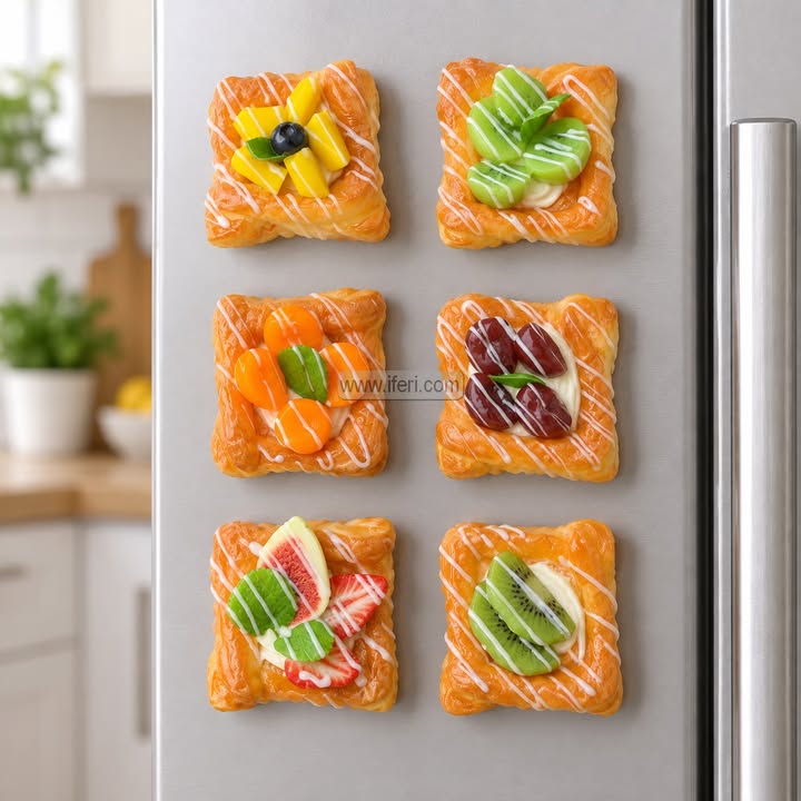 6 Pcs Multidesign Danish Pastry Fridge Magnet Set GA2079