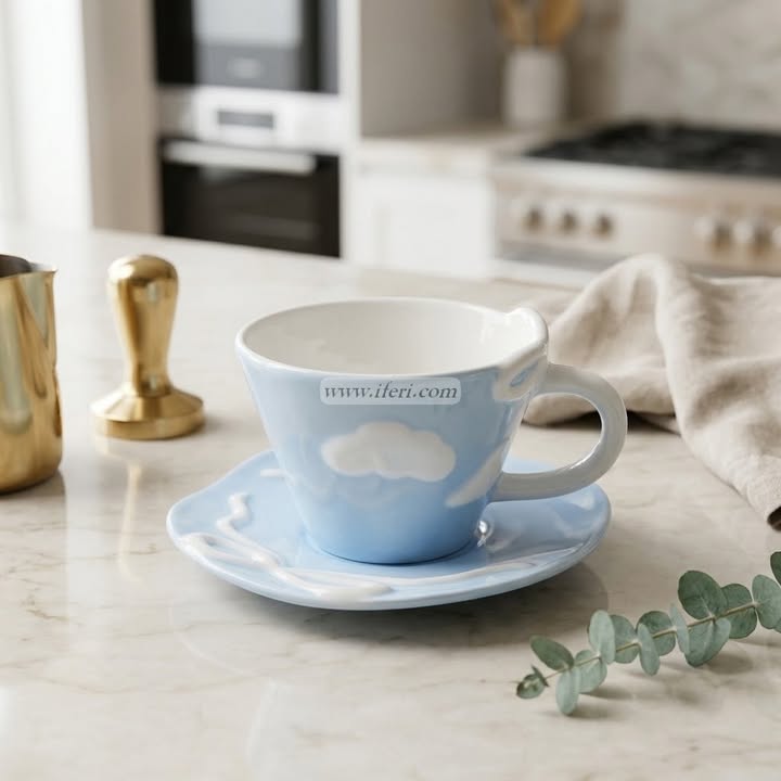 Single Piece Ceramic Tea & Coffee Cup with Saucer Set OMR2304
