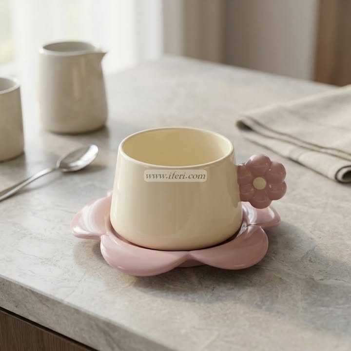 Single Piece Ceramic Tea & Coffee Cup with Saucer Set OMR2323