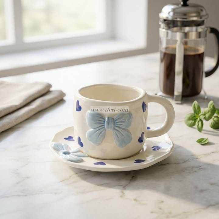 Single Piece Ceramic Tea & Coffee Cup with Saucer Set OMR2315
