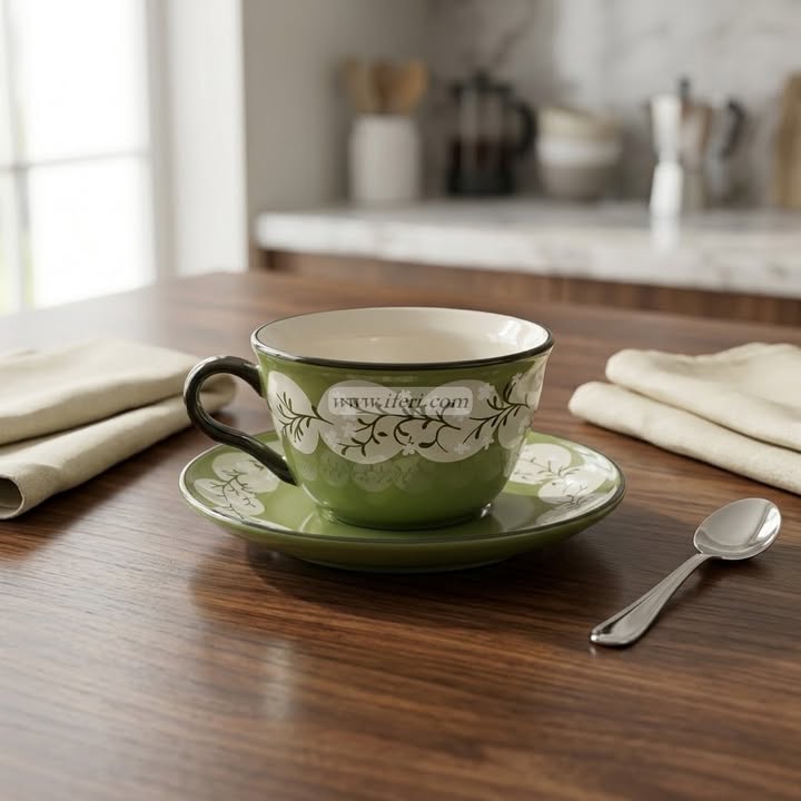 Single Piece Ceramic Tea & Coffee Cup with Saucer Set OMR2294