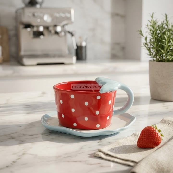 Single Piece Ceramic Tea & Coffee Cup with Saucer Set OMR2381