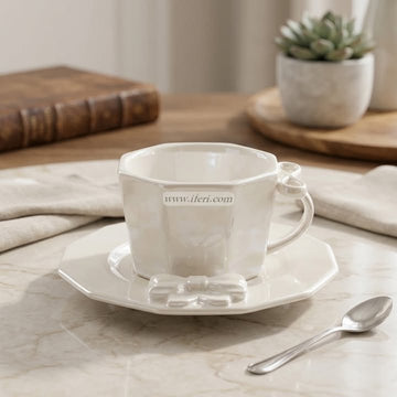 Single Piece Ceramic Tea & Coffee Cup with Saucer Set OMR2312
