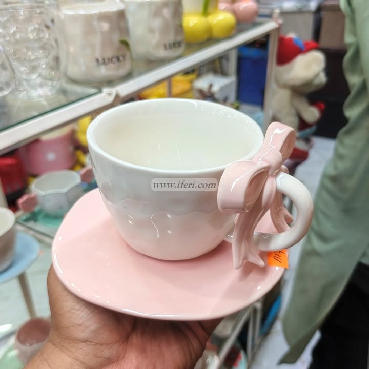 Single Piece Ceramic Tea & Coffee Cup with Saucer Set OMR2411
