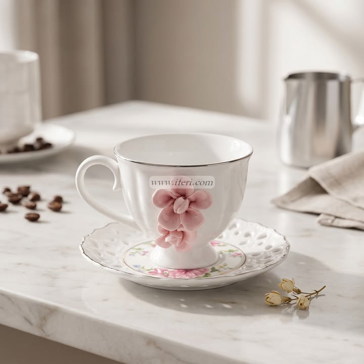6 Pcs Ceramic Tea Cup & Saucer Set OMR2342