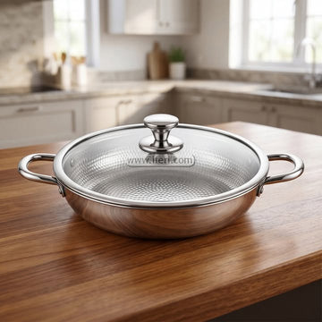24cm Stainless Steel Jalebi Pan Karai with Lid ALM6558