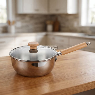 14cm Stainless Steel Milkpan with Lid ALM6559
