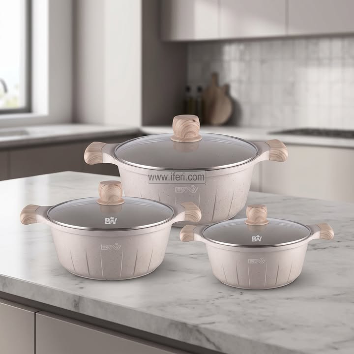 3 Pcs Bowen Die-Cast Coramate Non-Stick Cookware Set AZM049