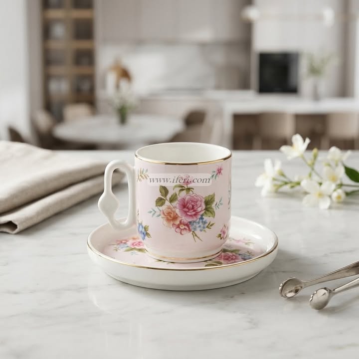 6 Pcs Ceramic Tea Cup & Saucer Set OMR2341