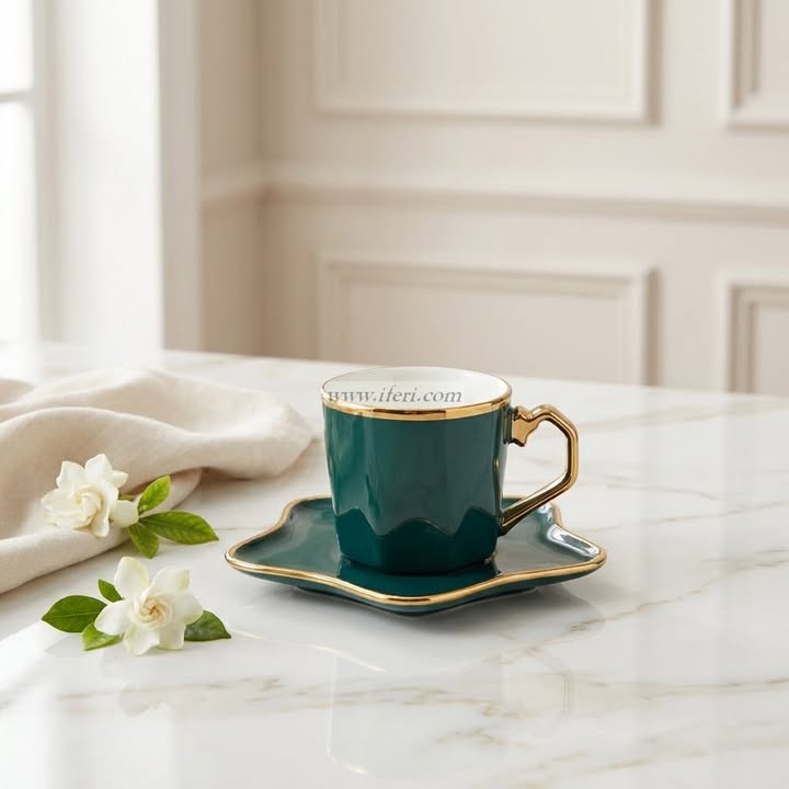 Single Piece Ceramic Tea & Coffee Cup with Saucer Set OMR2353