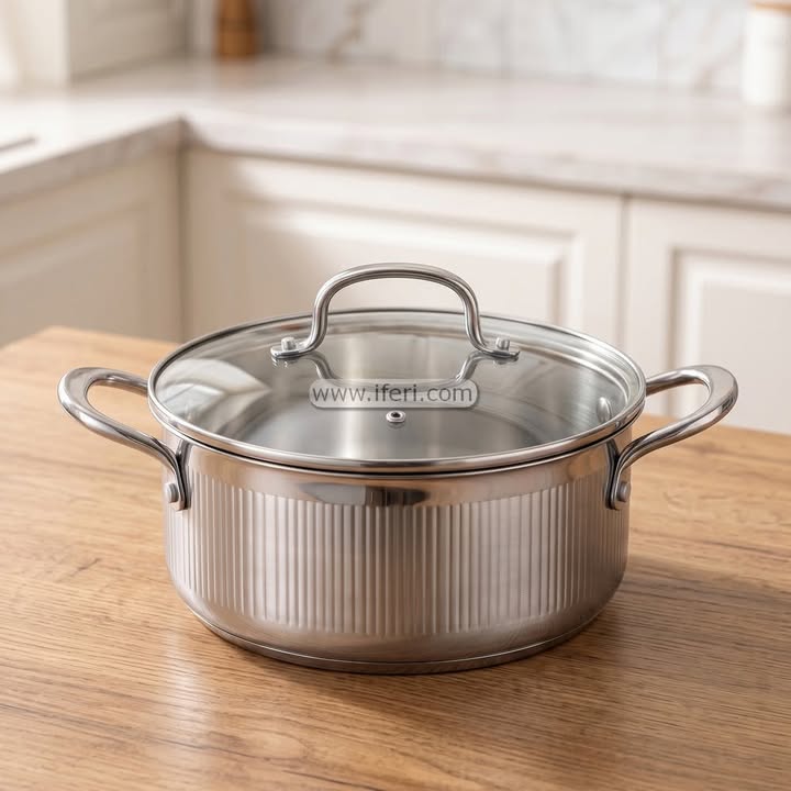 24cm Haus Roland Stainless Steel Non-Stick Cookware / Casserole with Lid ALM6554