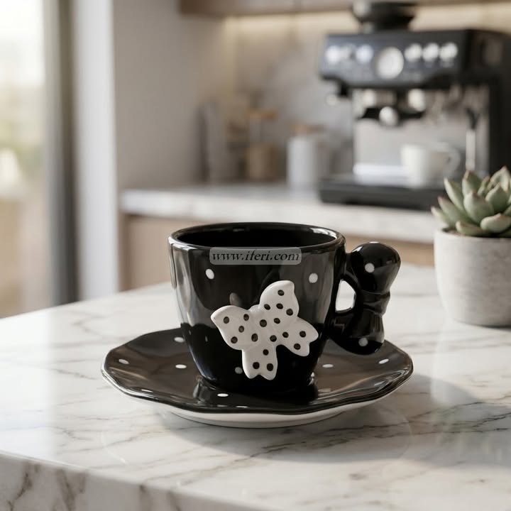 Single Piece Ceramic Tea & Coffee Cup with Saucer Set OMR2383
