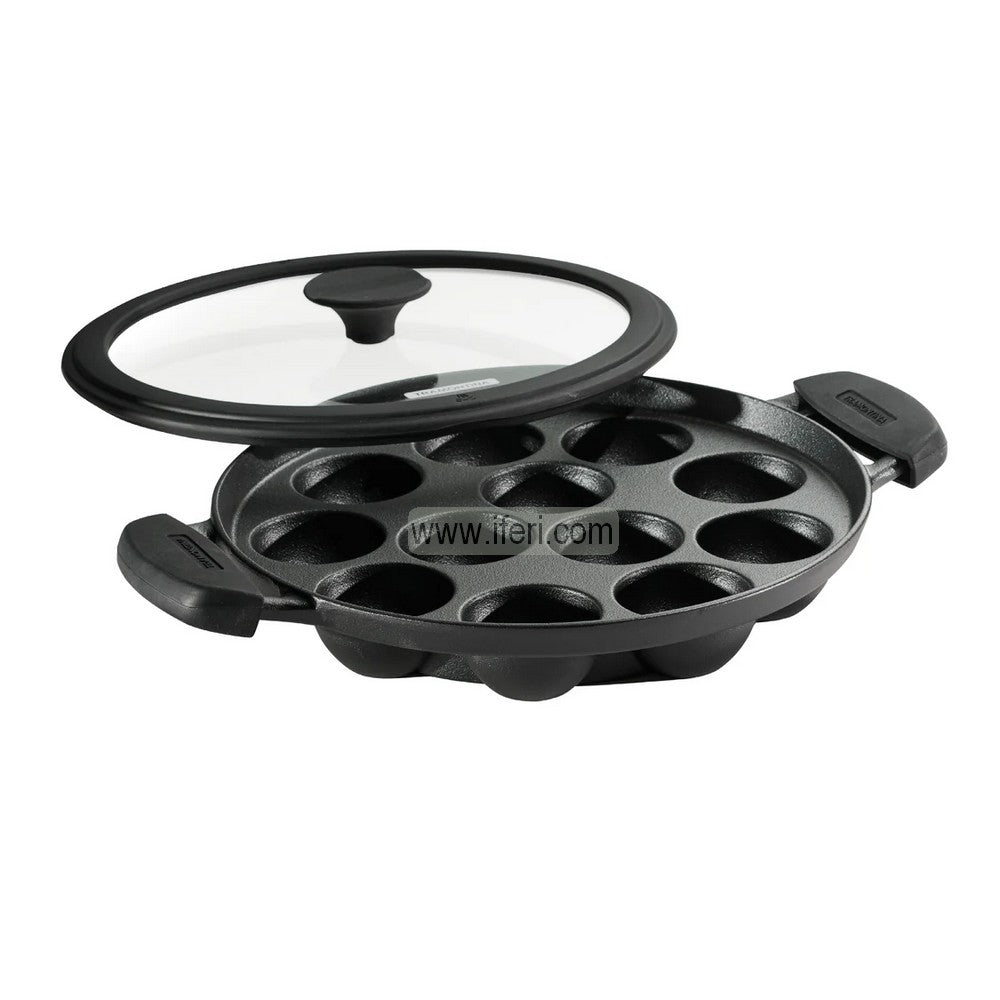 26cm Tramontina Titanex Cast Iron Paniyaram / Appe Pan, Pitha Ful, Pitha Mold with Lid ALM6962