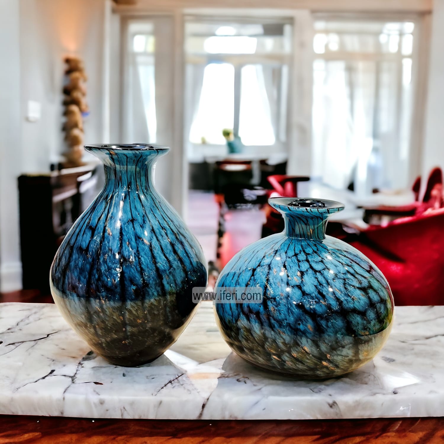 2 Pcs Exclusive Glass Decorative Flower Vase RY92316
