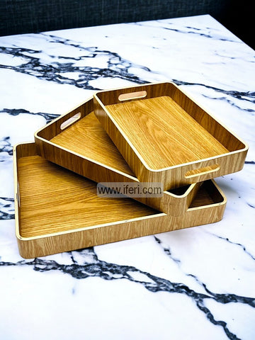 3 Pcs Wooden Serving Tray with Handle FH2365