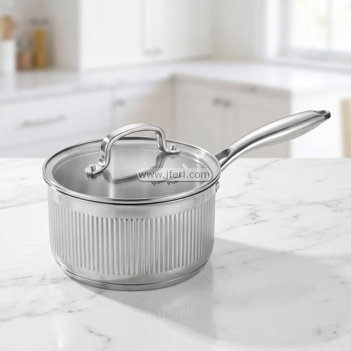 16cm Haus Roland Stainless Steel Milkpan with Lid ALM6556