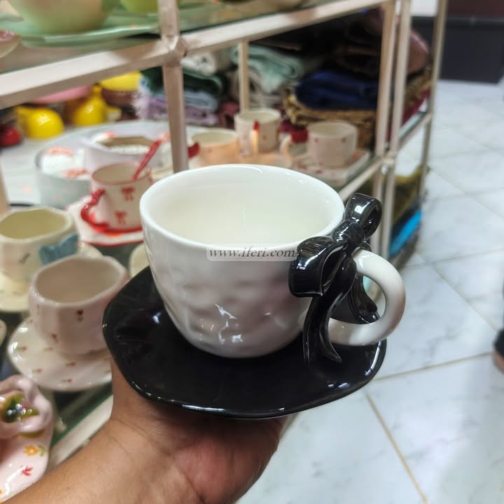 Single Piece Ceramic Tea & Coffee Cup with Saucer Set OMR2414