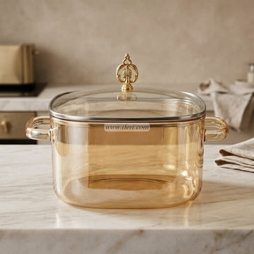 4 Liter Heat Resistant Borosilicate Glass Cooking Pot OMR2289