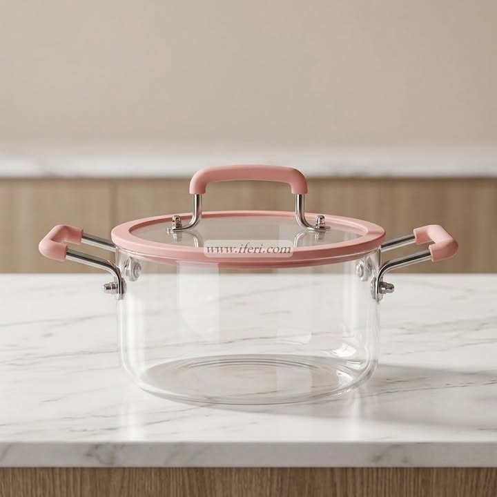 4.5 Liter Heat Resistant Borosilicate Glass Cooking Pot OMR2286