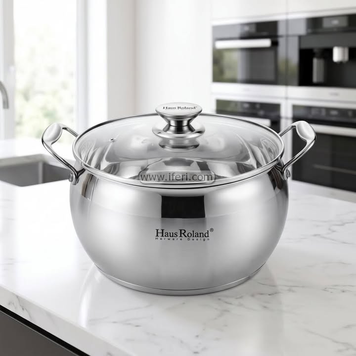 26cm Haus Roland Belly Shape Stainless Steel Cookware / Casserole with Lid ALM6555