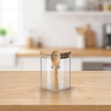 4 Inch Airtight Glass Cookie Jar / Spice Jar with Spoon TB1841