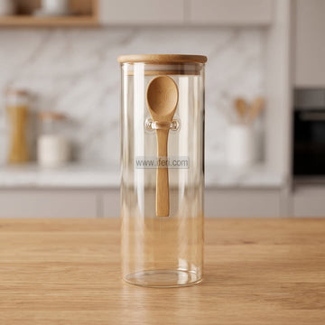 9 Inch Airtight Glass Cookie Jar / Spice Jar with Spoon TB1853