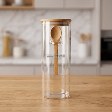 8 Inch Airtight Glass Cookie Jar / Spice Jar with Spoon TB1852