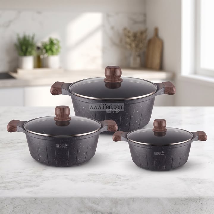 3 Pcs Bowen Die-Cast Coramate Non-Stick Cookware Set AZM048