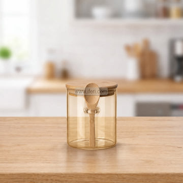4 Inch Airtight Glass Cookie Jar / Spice Jar with Spoon TB1840