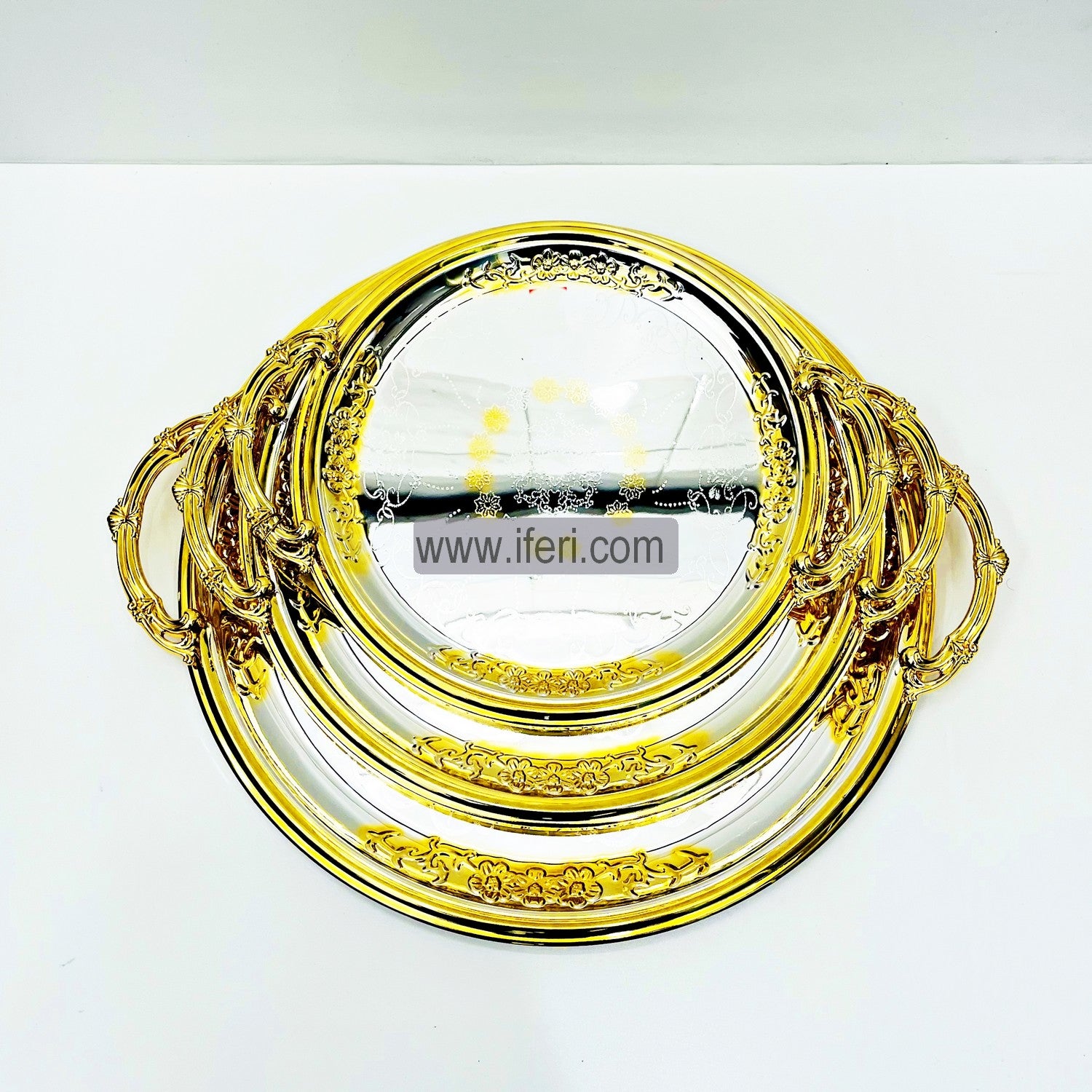 3 Pcs Exclusive Round Metal Serving Tray TG4980