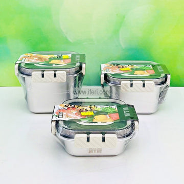 3 Pcs Airtight Stainless Steel Tiffin Box Food Container TG10814
