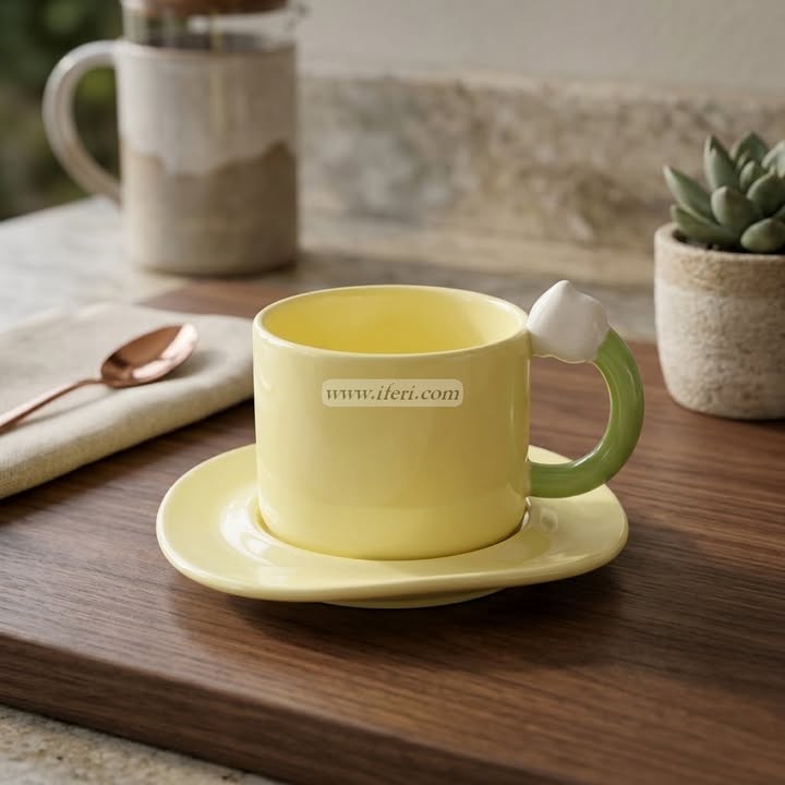 Single Piece Ceramic Tea & Coffee Cup with Saucer Set OMR2303