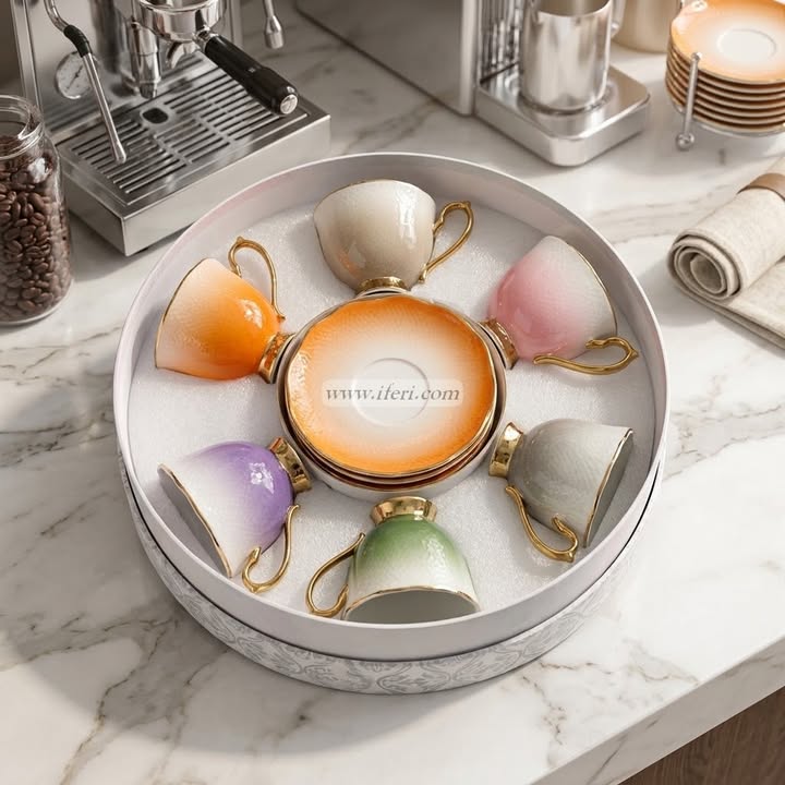 6 Pcs Ceramic Tea Cup & Saucer Set OMR2335