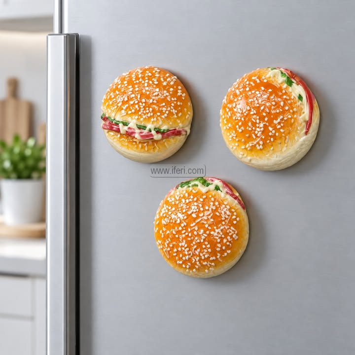 3 Pcs Multidesign Burger Fridge Magnet Set GA2076