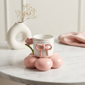 Single Piece Ceramic Tea & Coffee Cup with Saucer Set OMR2351