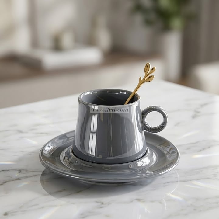 Single Piece Ceramic Tea & Coffee Cup with Saucer Set OMR2331
