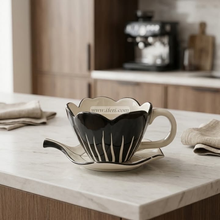 Single Piece Ceramic Tea & Coffee Cup with Saucer Set OMR2369