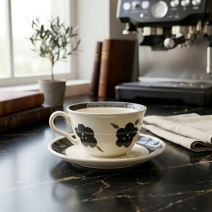 Single Piece Ceramic Tea & Coffee Cup with Saucer Set OMR2387