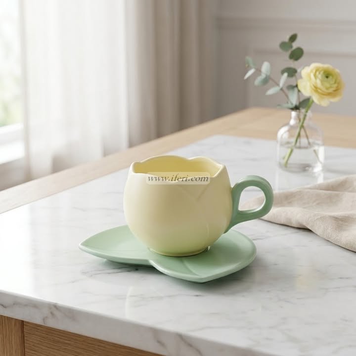 Single Piece Ceramic Tea & Coffee Cup with Saucer Set OMR2378