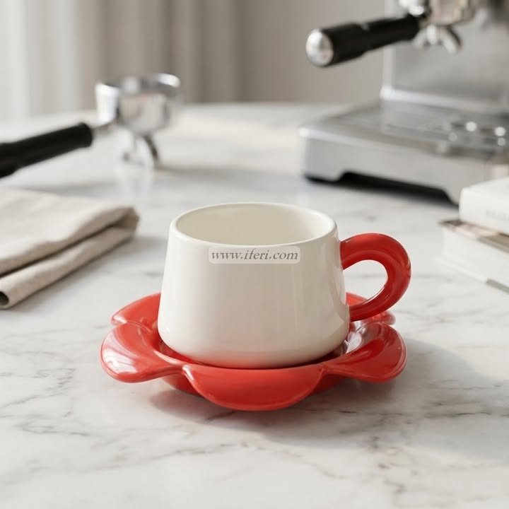 Single Piece Ceramic Tea & Coffee Cup with Saucer Set OMR2319