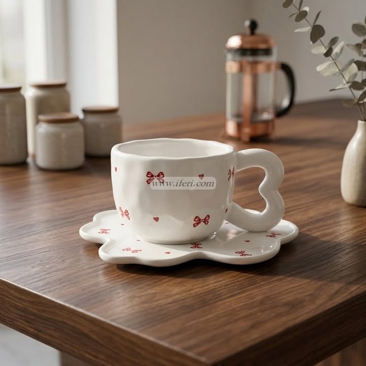 Single Piece Ceramic Tea & Coffee Cup with Saucer Set OMR2404