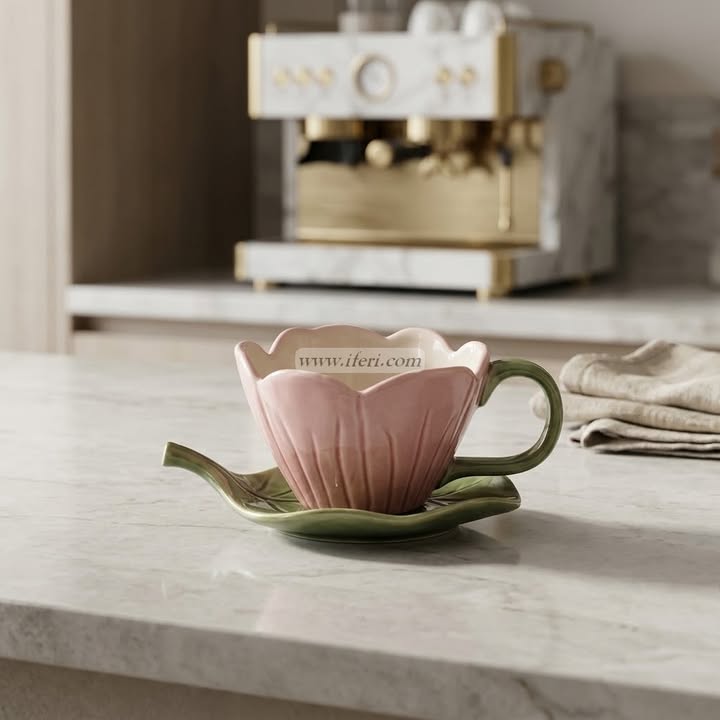 Single Piece Ceramic Tea & Coffee Cup with Saucer Set OMR2367