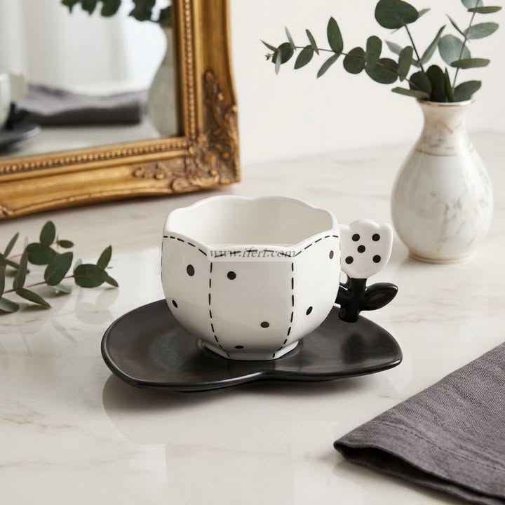 Single Piece Ceramic Tea & Coffee Cup with Saucer Set OMR2363